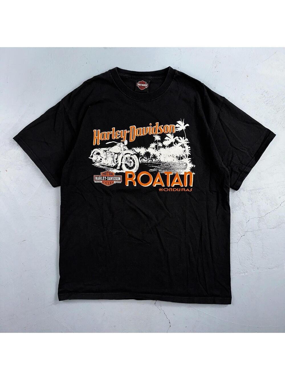 Harley Davidson Roatan VTG T Shirt Hondurs Bike Black Motorcycle Y2K Grunge Cool